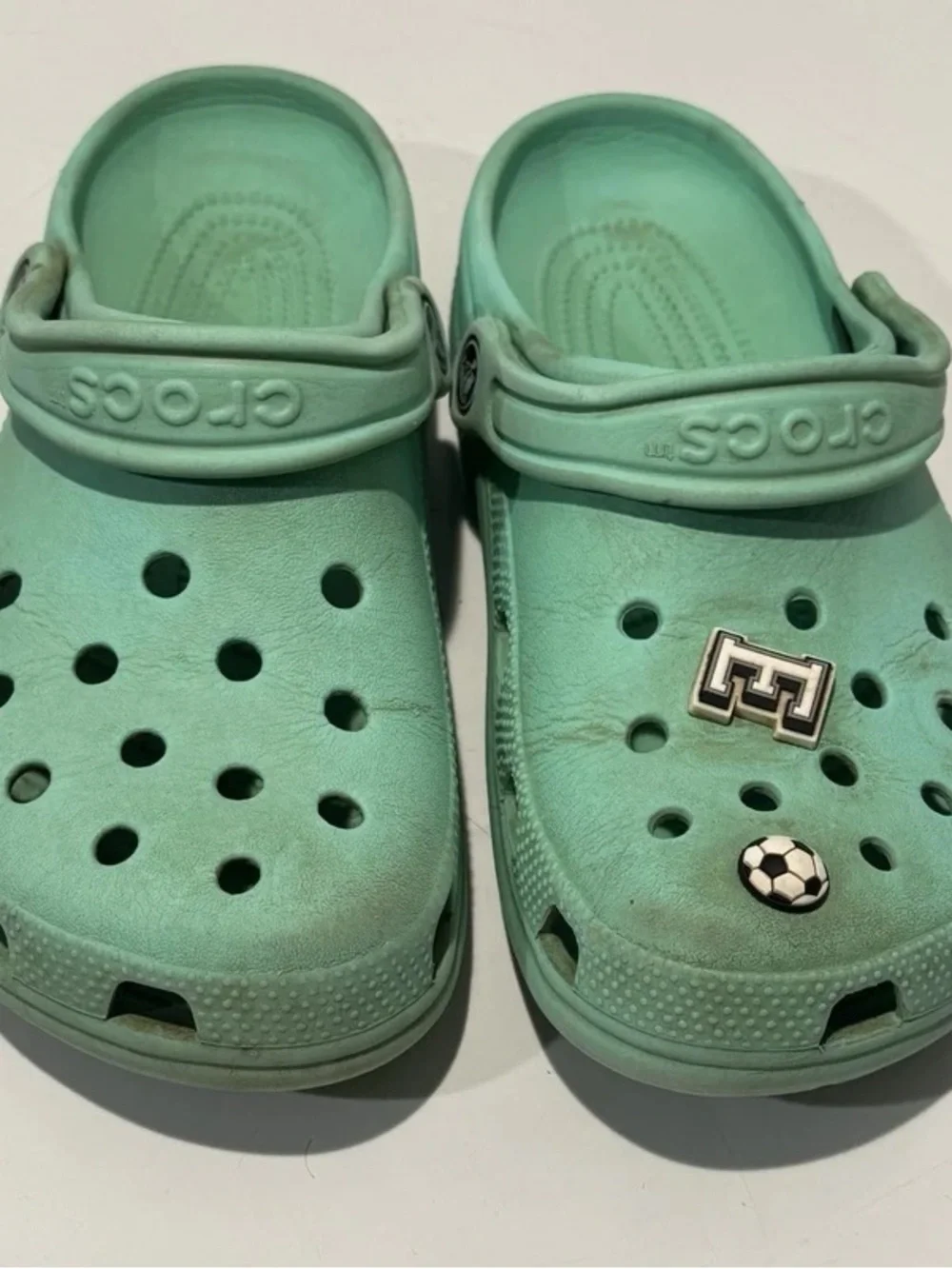 CROCS Kids Classic Clog in Mint Green with Charms